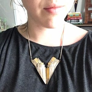 Yellow and Silver Metal Necklace - Unknown Artist